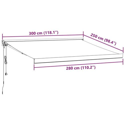 Markise 300x250 cm automatisk betjening brun