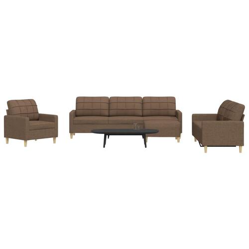 Sofasæt 4 dele med fodskammel stof brun