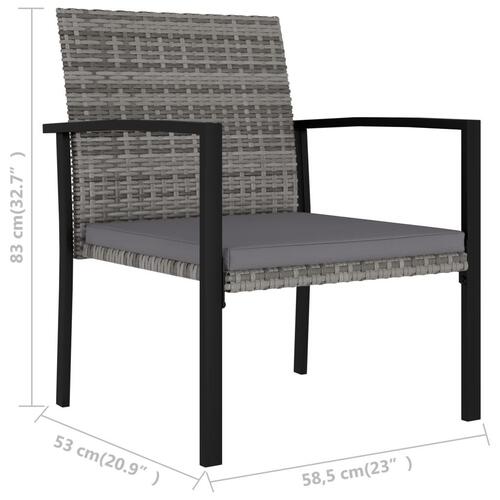 Spisebordsstole til haven 2 stk. polyrattan grå