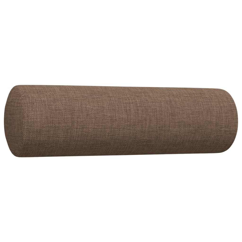 Sofasæt 4 dele med fodskammel og pyntepuder stof brun