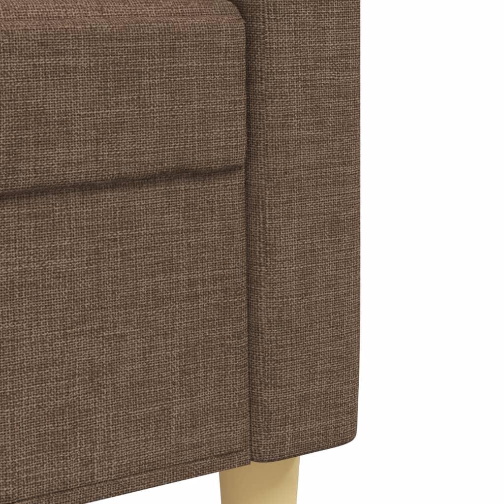 Sofasæt 4 dele med fodskammel og pyntepuder stof brun