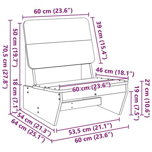 Havestole 2 stk. 60x64x70,5 cm massivt fyrretræ