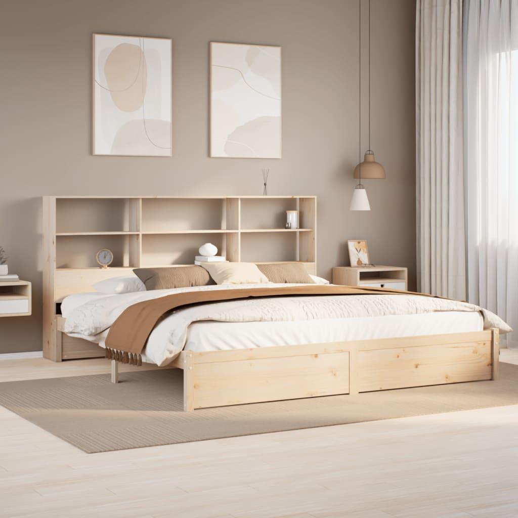 Seng med reol uden madras 180x200 cm massivt fyrretræ