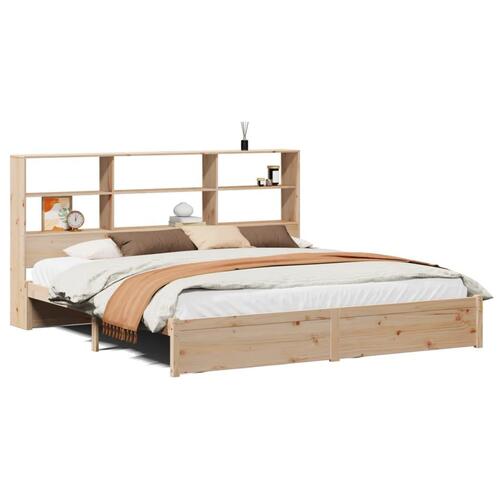 Seng med reol uden madras 180x200 cm massivt fyrretræ