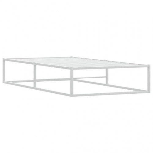 Sengeramme i metal 90x200 cm - hvid, med lamelbund