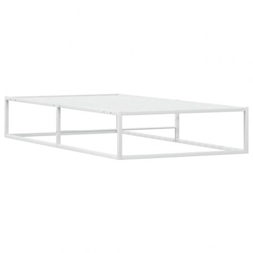 Sengeramme i metal 90x200 cm - hvid, med lamelbund