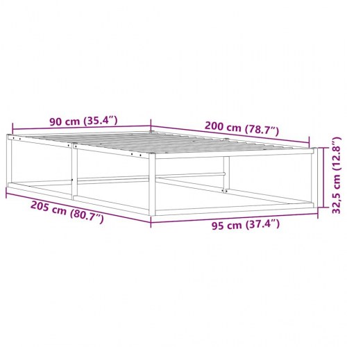 Sengeramme i metal 90x200 cm - hvid, med lamelbund