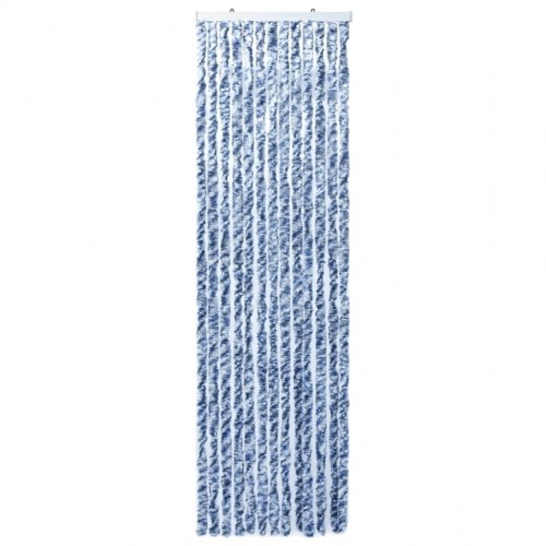 Insektgardin 90×200 cm i chenille - blå og hvid dørgardin