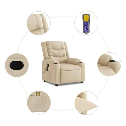 Massagestol stof cremefarvet