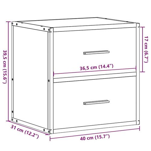 Væghængt sengebord 40x31x39,5 cm røget egetræsfarve
