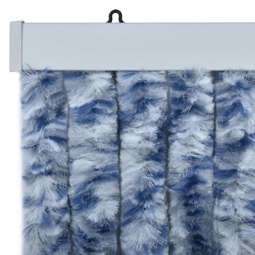 Insektgardin 90×200 cm i chenille - blå og hvid dørgardin