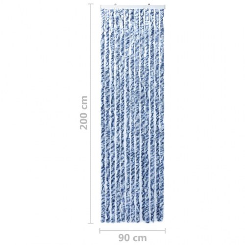 Insektgardin 90×200 cm i chenille - blå og hvid dørgardin