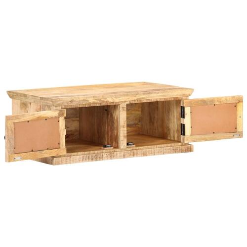 Sofabord 90x50x35 cm massivt mangotræ og naturrør