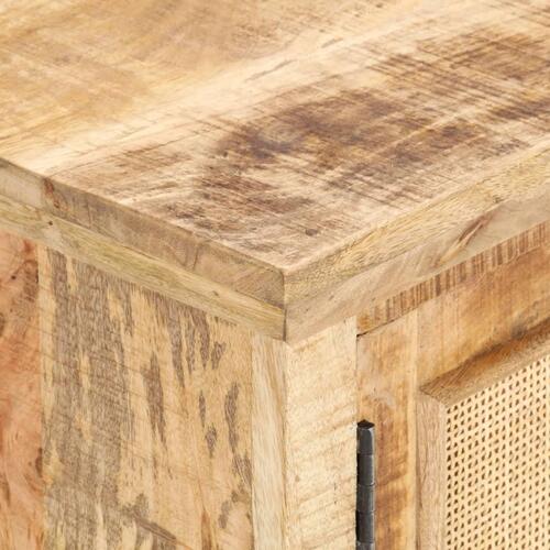 Sofabord 90x50x35 cm massivt mangotræ og naturrør