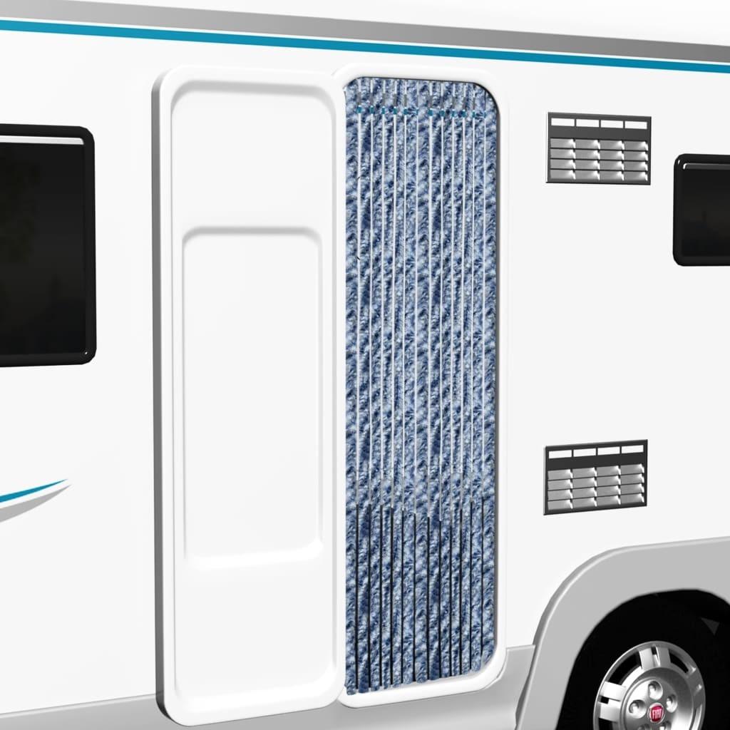 Insektgardin 118x200 cm chenille blå og hvid billede