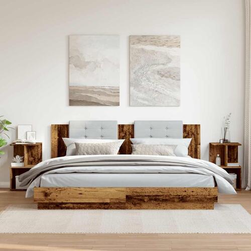 Sengeskabe 2 stk. 35x35x55 cm konstrueret træ antikt træ