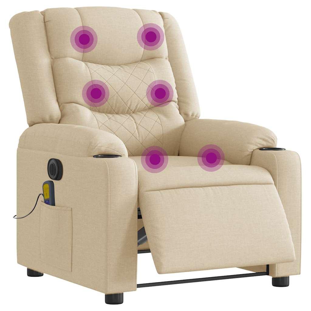 Eldrevet massagestol stof cremefarvet