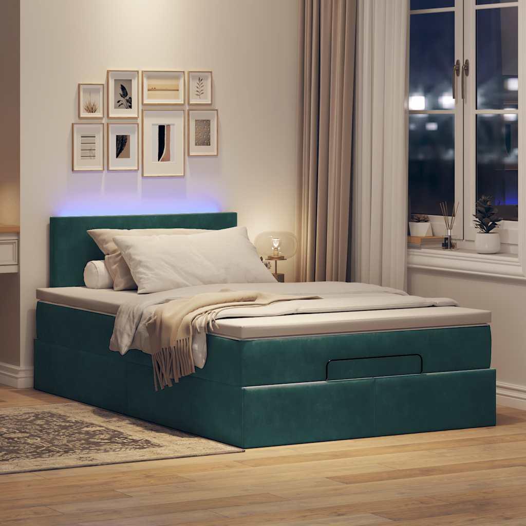 Osmannisk sengeramme med madras 120x200 cm fløjl mørkegrøn billede