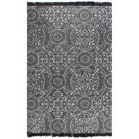Kilim-tæppe med mønster bomuld 120 x 180 cm grå