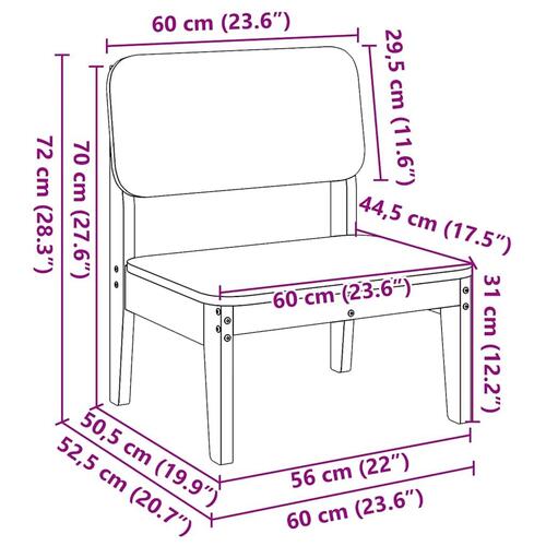 Havestole 2 stk. 60x52,5x72 cm massivt fyrretræ