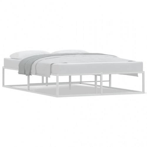 Sengeramme i metal 140x200 cm - hvid med lamelbund
