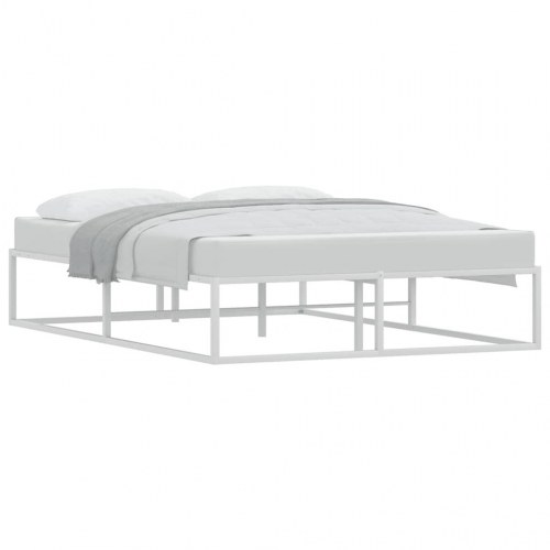 Sengeramme i metal 140x200 cm - hvid med lamelbund