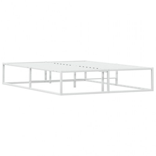 Sengeramme i metal 140x200 cm - hvid med lamelbund