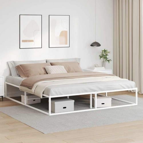 Sengeramme i metal 180 x 200 cm - hvid, med lamelbund