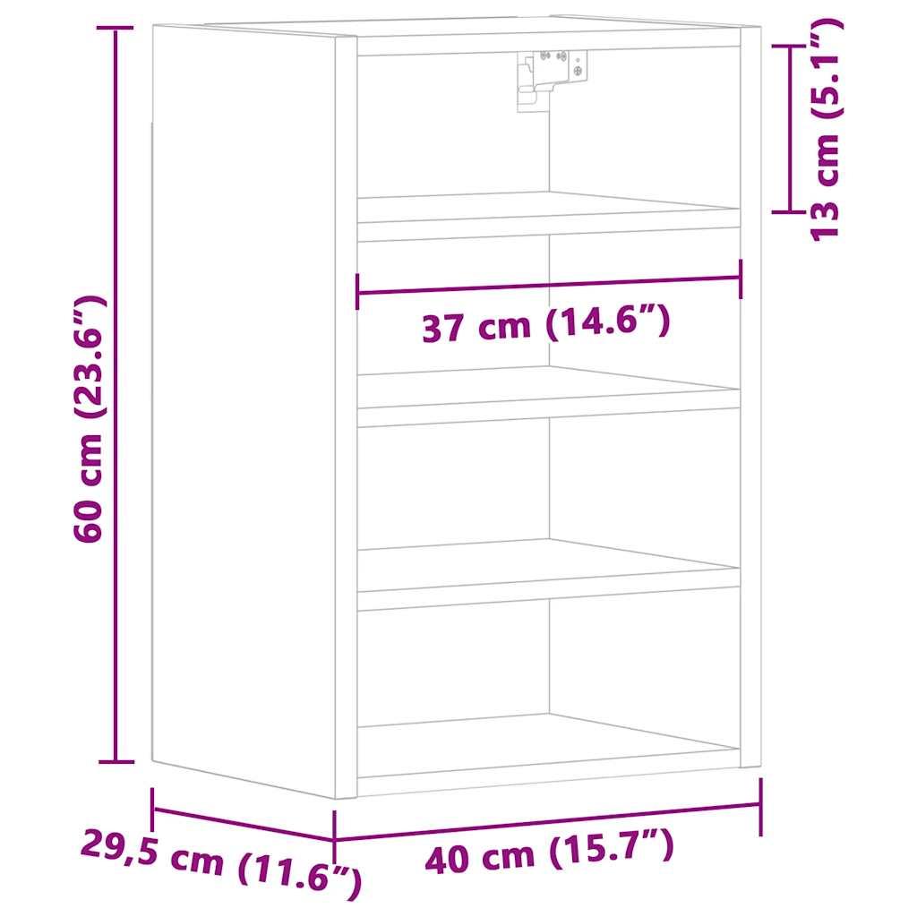 Vægskab 40x29,5x60 cm konstrueret træ sort