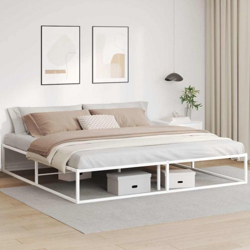 Sengeramme i metal 200 x 200 cm - hvid, med lamelbund
