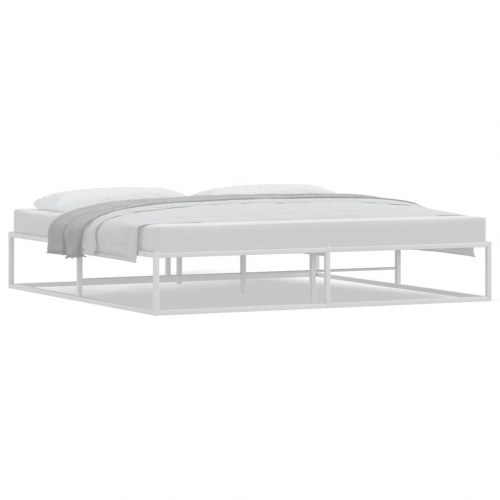 Sengeramme i metal 200 x 200 cm - hvid, med lamelbund