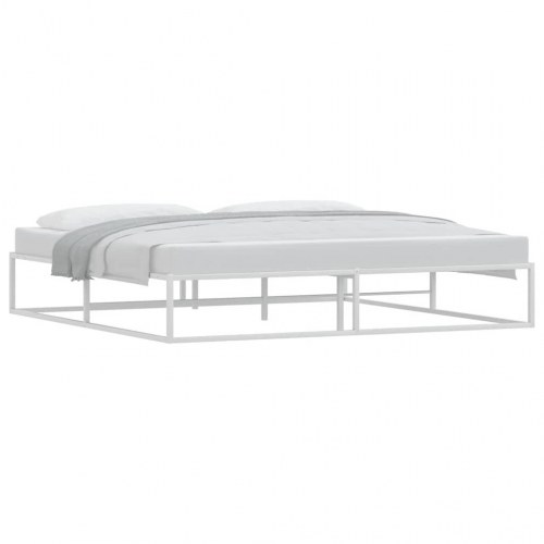 Sengeramme i metal 200 x 200 cm - hvid, med lamelbund