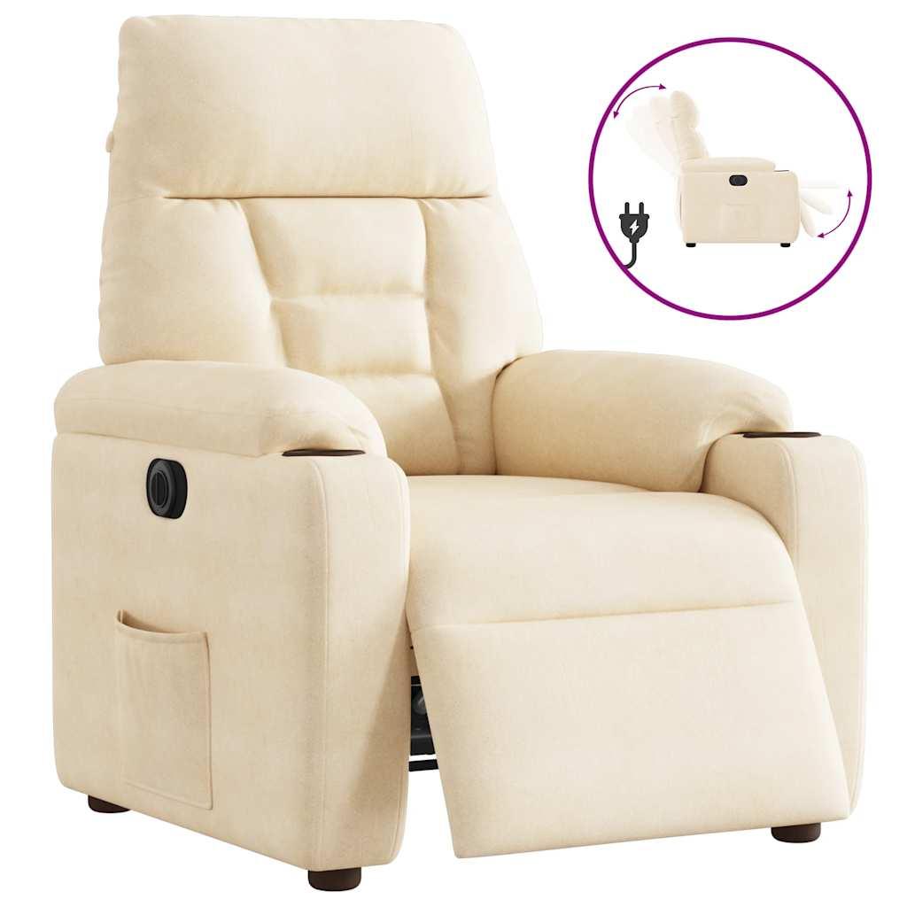 Eldrevet lænestol mikrofiberstof beige