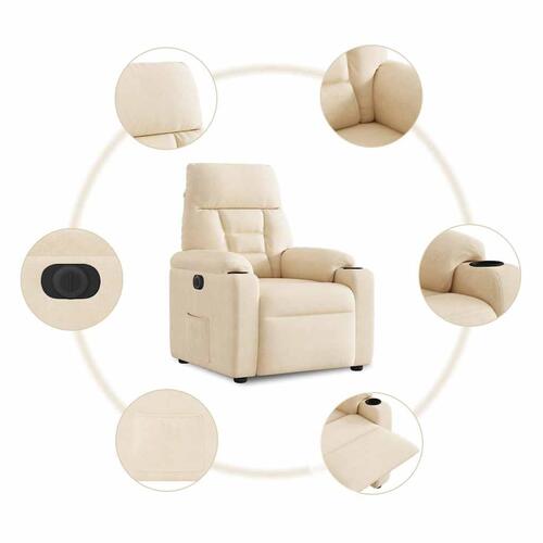 Eldrevet lænestol mikrofiberstof beige