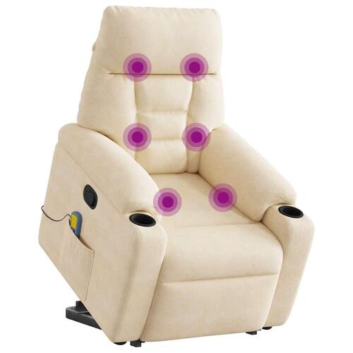Massagestol med løftefunktion mikrofiberstof beige