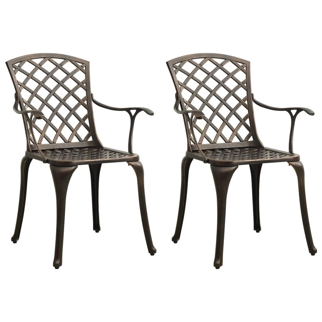 Havestole 2 stk. støbt aluminium bronzefarvet