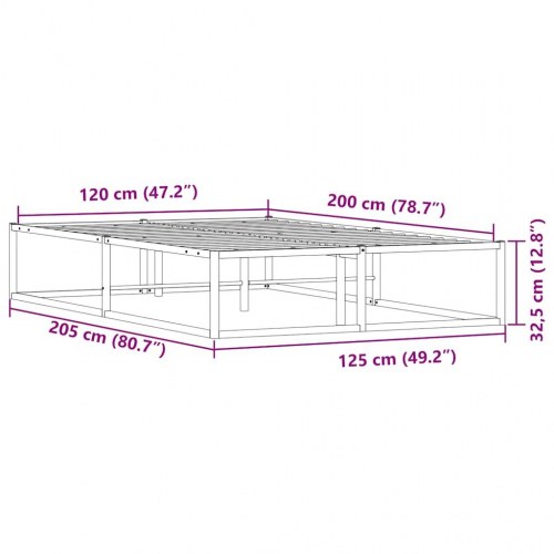 Sengeramme i metal 120x200 cm - hvid, med lamelbund