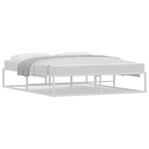 Sengeramme i metal 160 x 200 cm - hvid, med lamelbund