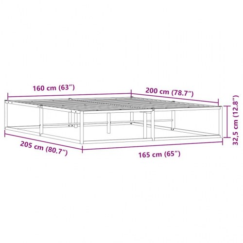 Sengeramme i metal 160 x 200 cm - hvid, med lamelbund
