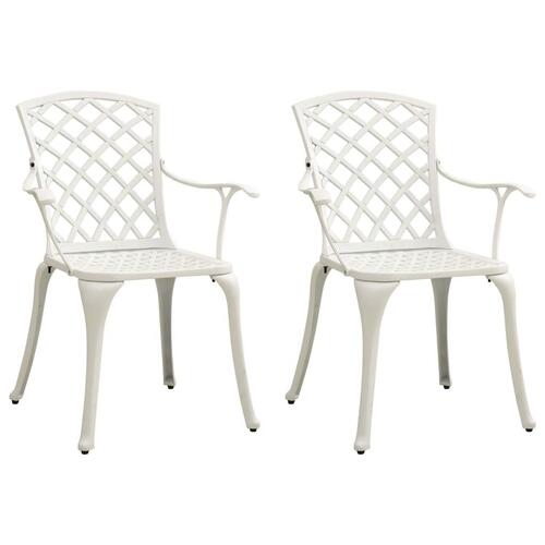 Havestole 2 stk. støbt aluminium hvid