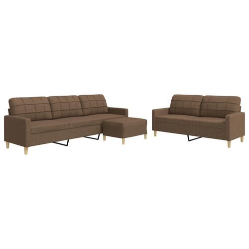 3 personers sofa med fodskammel stof brun
