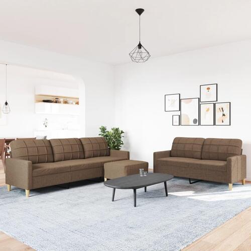 3 personers sofa med fodskammel stof brun