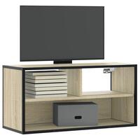 Tv-bord 80x31x39,5 cm konstrueret træ og metal sonoma-eg