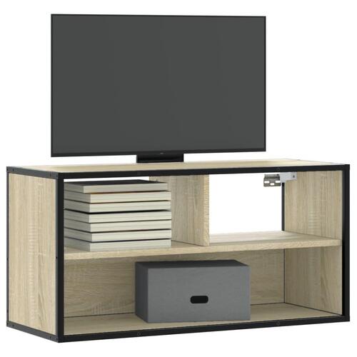 Tv-bord 80x31x39,5 cm konstrueret træ og metal sonoma-eg