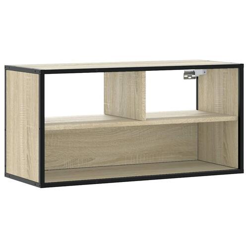 Tv-bord 80x31x39,5 cm konstrueret træ og metal sonoma-eg
