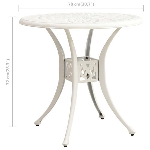 Havebord 78x78x72 cm støbt aluminium hvid
