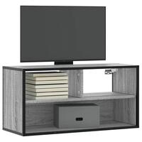 Tv-bord 80x31x39,5 cm konstrueret træ og metal grå sonoma-eg