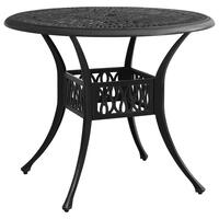 Havebord 90x90x74 cm støbt aluminium sort