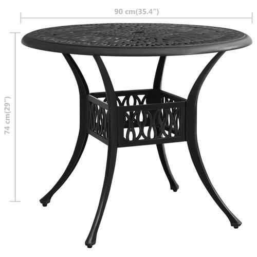 Havebord 90x90x74 cm støbt aluminium sort