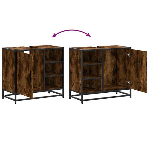 Skab til håndvask til badeværelse 65x33x60 cm røget egetræ